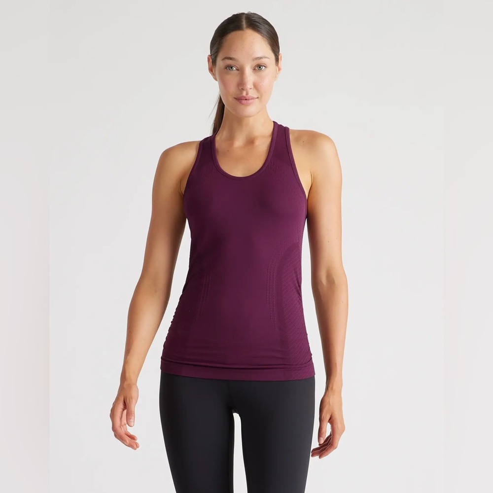 NWOT QUINCE Seamless Ruched Racerback Tank XS Plum 6600